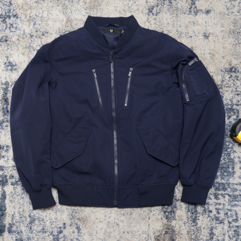 Jil Sander +J Oversized Blouson Womens XXS NAVY BLUE BOMBER Waterproof Polyester